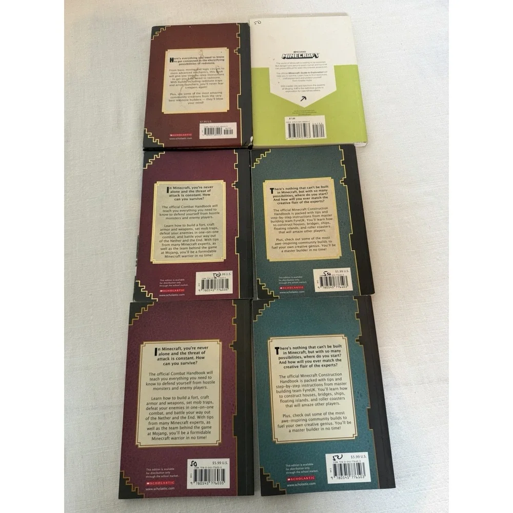 Minecraft Official Handbook Lot 6 Books Combat Construction Redstone Exploration